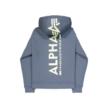 Back Print Zip Hoody - denim blue