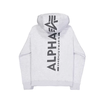 Back Print Zip Hoody - pastel grey melange