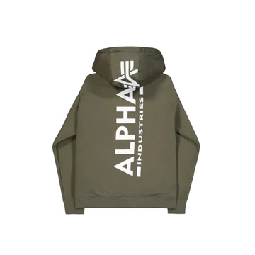 Back Print Zip Hoodie - dark olive