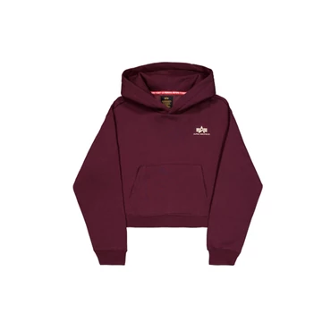 Basic Small Logo Hoodie Women - dark cherry