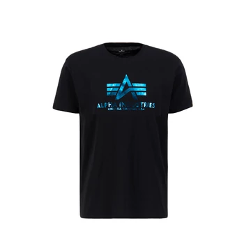 Basic T-Shirt Foil Print - black/blue