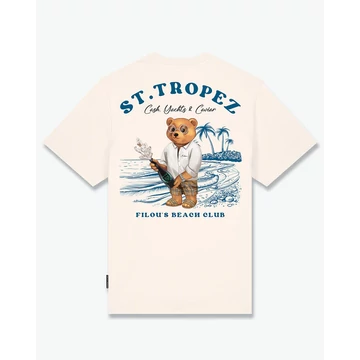 SS25 Oversized Backprint T-Shirt, Filou CXIV. ST.TROPEZ - Pearl white