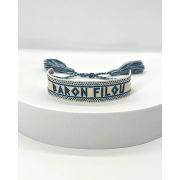 SS25 Baron Filou Bracelet, Greek Pattern - Pearl white