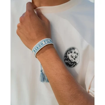SS25 Baron Filou Bracelet, Greek Pattern - Pearl white