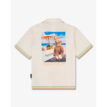 SS25 Backprint Shirt with Stripes, Poster Filou CXVIII. - Pearl white