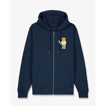 SS25 Embroidered Zip Hoodie Filou CXIV. - Navy blue