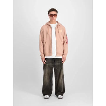 Back Print Zip Hoodie - dusty coral