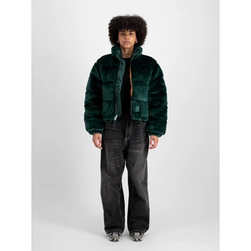 Fur Puffer Wmn - force green