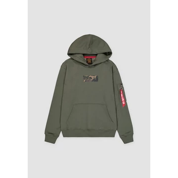 Camo Panel Hoodie - dark olive