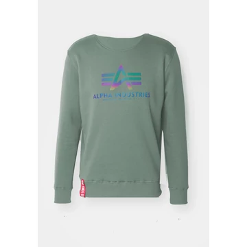 Basic Sweater Rainbow Reflective Print - vintage green