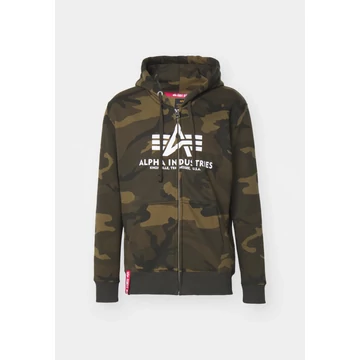 Back Print Zip Hoodie - olive camo