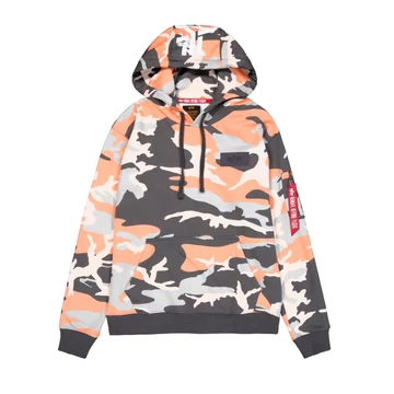 Back Print Hoodie - orange grey camo
