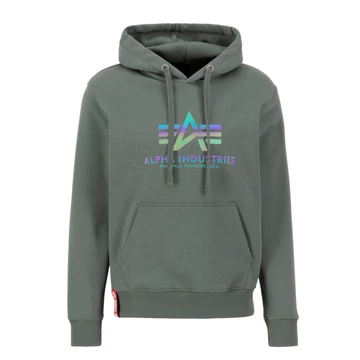 Basic Hoody Rainbow Reflective Print - vintage green