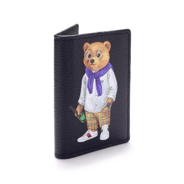 Leather Bi-Fold Card Holder Filou X. - Black