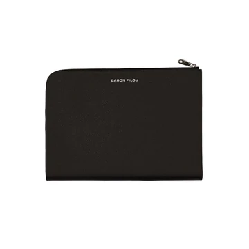 Leather Laptop Clutch Filou V. - Black