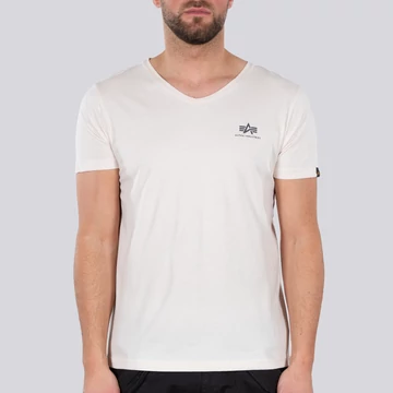 Basic V Neck T Small Logo - jet stream white