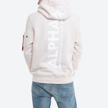 Back Print Hoody - jet stream white/white
