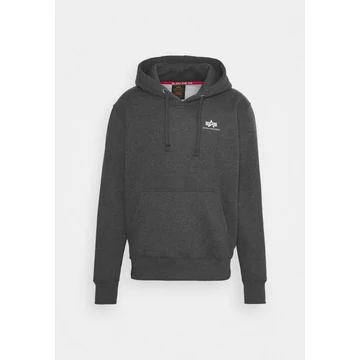 Basic Hoody Small Logo - charcoal heather/white