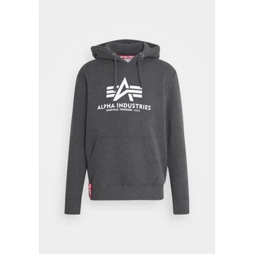 Basic Hoody - charcoal heather/white