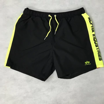 Printed Stripe Swim Short - black