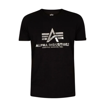 Basic T Foil Print - black/metal silver