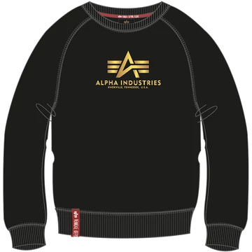 New Basic Sweater Woman Foil Print - black/yellow gold
