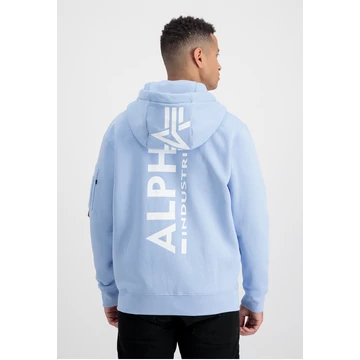 Back Print Zip Hoody - light blue
