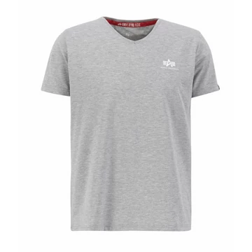 Basic V Neck T Small Logo - greyheather