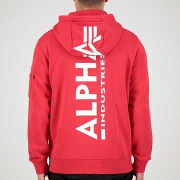 Back Print Zip Hoody - mars red