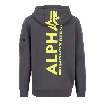 Back Print Zip Hoody - vintage grey