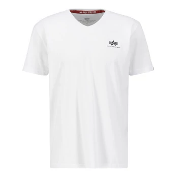 Basic V Neck T Small Logo - white