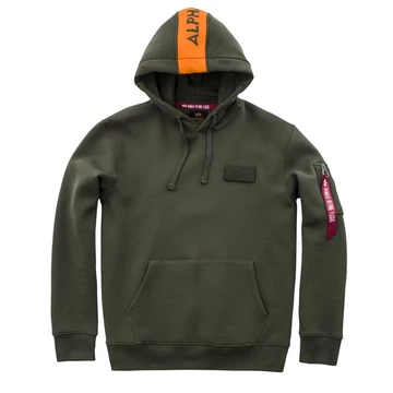 Red Stripe Hoody - dark green