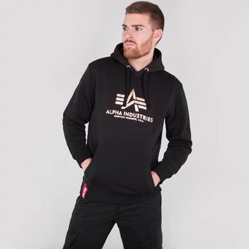 Basic Hoody Foil Print - black/gold