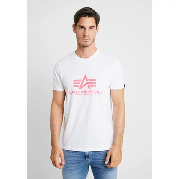 Basic T Neon Print- white/neon pink