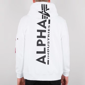 Back Print Zip Hoody - white