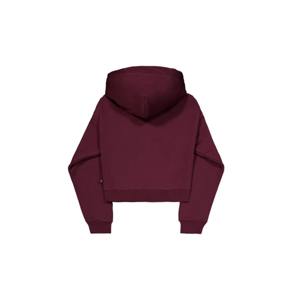 Basic Big Logo Puff Print Hoodie Women - dark cherry
