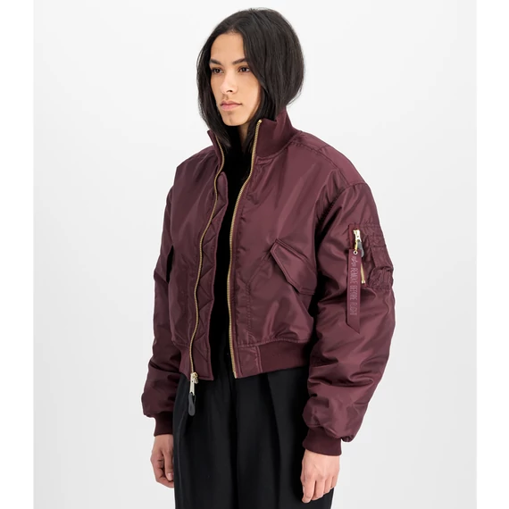 MA-1 Cropped Bomber Jacket Women - dark cherry