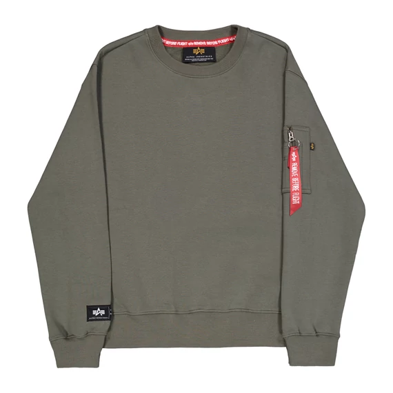 Label Sweashirt Backprint - dark olive