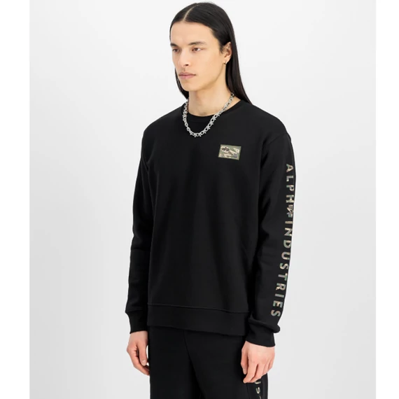Camo Sleeve Crewneck - black