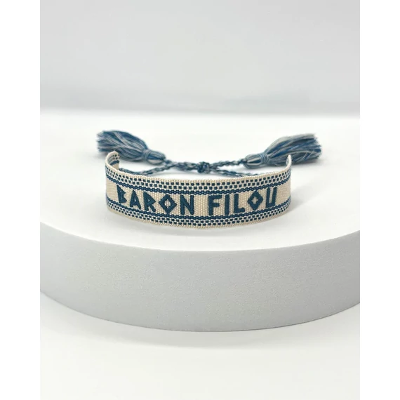 SS25 Baron Filou Bracelet, Greek Pattern - Pearl white