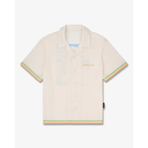 SS25 Backprint Shirt with Stripes, Poster Filou CXVIII. - Pearl white