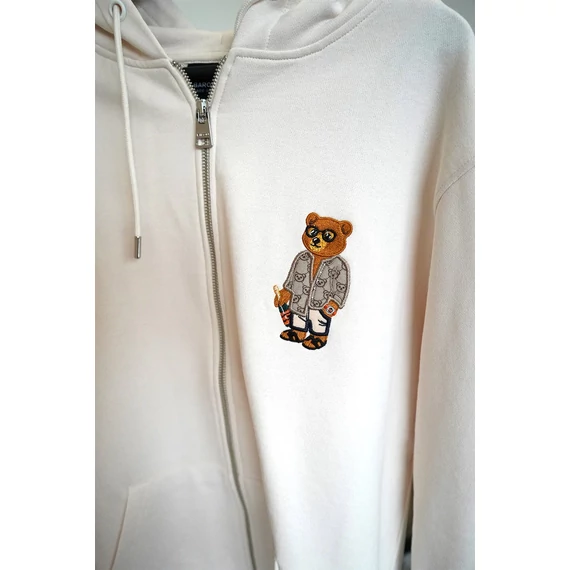 SS25 Embroidered Zip Hoodie Filou CXVIII. - Pearl white