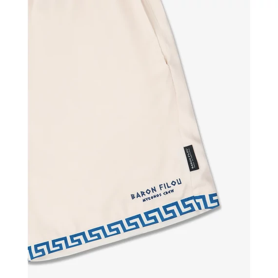 SS25 Shorts with Greek Pattern - Pearl white