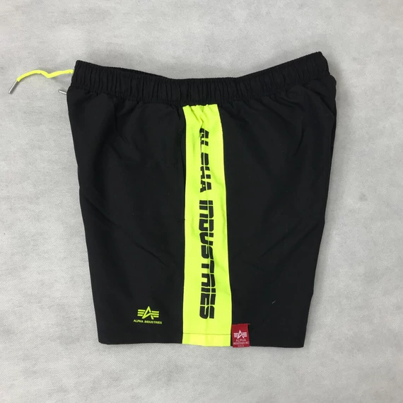 Printed Stripe Swim Short - black