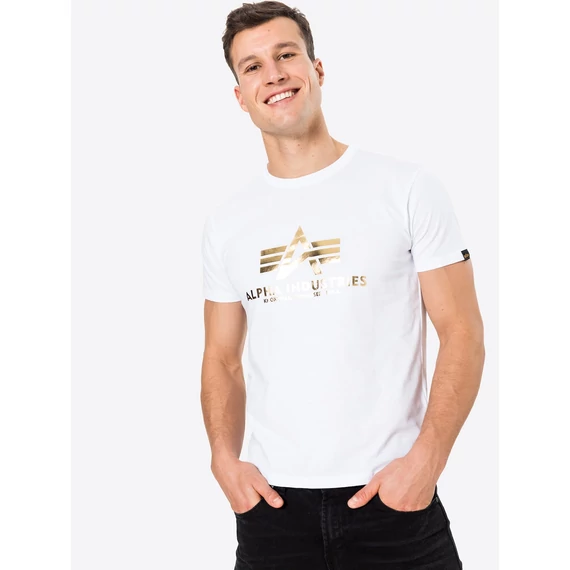 Basic T Foil Print - white/yellow gold