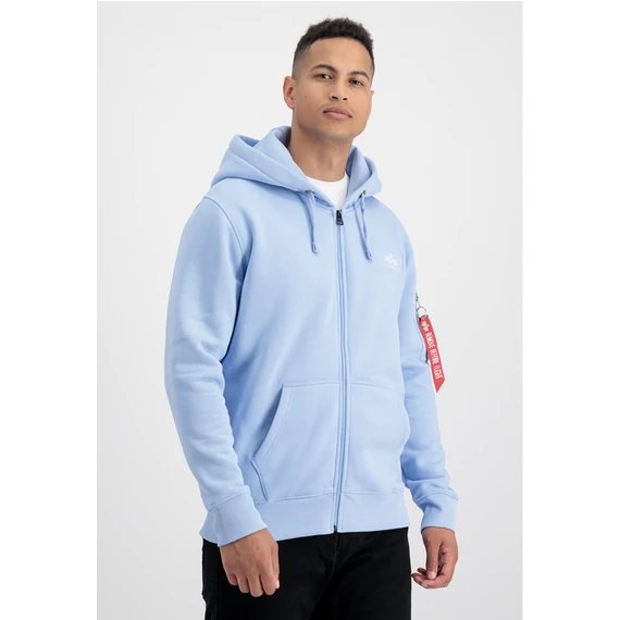 Back Print Zip Hoody - light blue