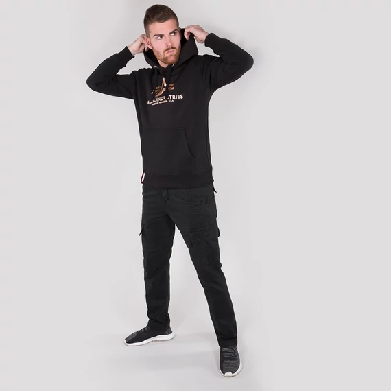 Basic Hoody Foil Print - black/gold