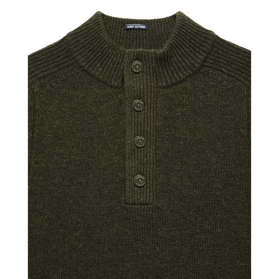 Castillos Knitted Wool Quarter Neck Sweater - castle green