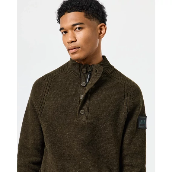 Castillos Knitted Wool Quarter Neck Sweater - castle green